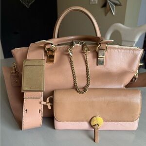 Authentic Chloe Baylee two tone medium shoulder/crossbody purse w/ Chloe wallet